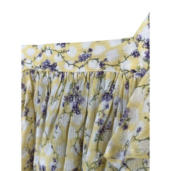 Chaps Floral Milkmaid Top 2XL Yellow Dainty Feminine Boho Western Retro Classic - Picture 8 of 11